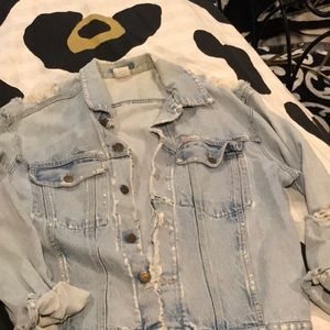 Guess jean jacket-classic lots of distressed areas